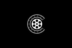 Initial Letter C Cinema Film Stripes Reel Movie Production Logo Design Vector