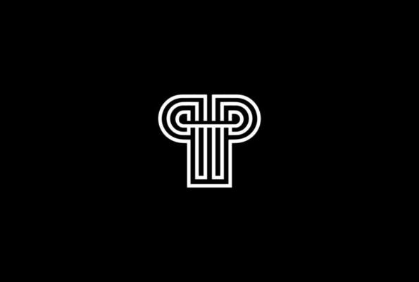 Initial Letter P for Pillar Line Outline Monogram Logo Design Vector