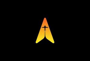 flecha norte brújula avión viajes expedición aventura logo diseño vector
