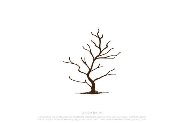 Dry Dead Tree Plant Branch Illustration Logo Design Vector