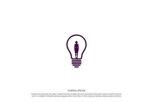 Woman Girl Female Lady Light Bulb Idea Creative Innovation Logo Design Vector