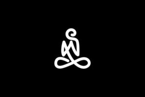 Yoga Meditation Buddha Pray Line Outline Monoline Logo Design Vector