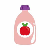 Fruit puree for baby food. Mashed potatoes with an apple for a snack on a walk. Vector icon in the cartoon style.