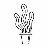 Potted houseplant. Flower seedlings. Vector illustration in doodle style.