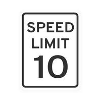 Speed limit 10 road traffic icon sign flat style design vector illustration.