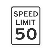 Speed limit 50 road traffic icon sign flat style design vector illustration isolated on white background.