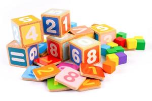 Math number colorful on white background, education study mathematics learning teach concept. photo