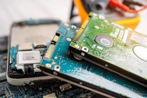 micro circuit main board computer electronic technology, hardware, mobile phone, upgrade, cleaning concept. photo