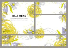 Set Of Vector Abstract Springtime Floral Backgrounds And Greeting Cards Isolated On A Plain Background.