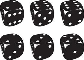 Dice set of six. Black and simple vector