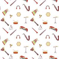 Musical colorful instruments seamless pattern. Isolated on white vector illustration.