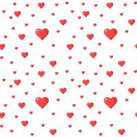 Cute hearts seamless vector pattern. Valentines day background. Flat design endless repeatable chaotic print.