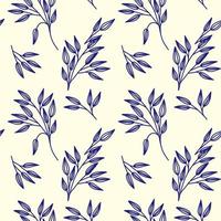 Plant seamless pattern with branches. Isolated on beige background vector illustration. Endless floral background.