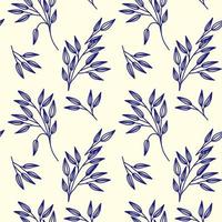 Plant seamless pattern with branches. Isolated on beige background vector illustration. Endless floral background.