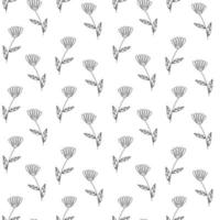 Simple floral seamless vector pattern. Abstract flower seamless texture. Doodle style plant background.