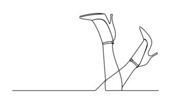 continuous line woman with high heels vector