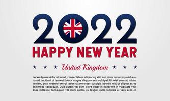 Happy New Year 2022 with UK Flag Text Background. Copy space area. United Kingdom flag. Premium and luxury illustration vector design