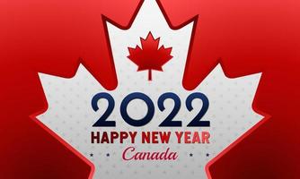 Feliz año nuevo 2022 con fondo de texto de bandera de Canadá. área de espacio de copia. diseño de vector de ilustración premium y de lujo