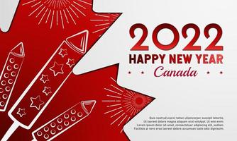 Feliz año nuevo 2022 con fondo de texto de bandera de Canadá. área de espacio de copia. diseño de vector de ilustración premium y de lujo