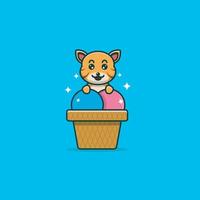 Cute Baby Tiger On Ice Cream. Character, Mascot, Icon, and Cute Design. vector