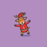 Cute Funny Baby Santa Deer Character . Character, Mascot, Icon, and Cute Design. vector