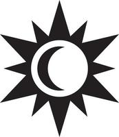 Sun and crescent moon simple icon vector