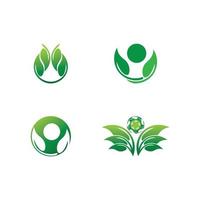 logotipos de la ecología de la hoja del árbol verde vector