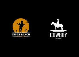 el logo de vaquero diseña inspiración. logo del rancho nocturno. logotipo de caballo vector