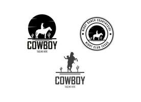 The cowboy logo designs Inspiration. Night Ranch Logo. Horse Logo vector