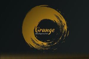 Abstract black gold grunge background. Circle drop ink painting texture. vector