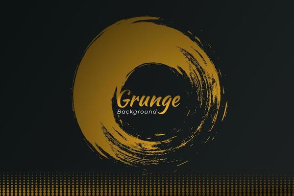 Abstract black gold grunge background. Circle drop ink painting texture.