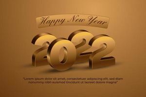 2022 happy new year background vector illustration with gold text effect.