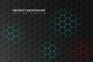 Hexagonal Abstract background. Modern geometric, black , green and red light. vector