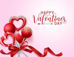 Diseño de fondo de vector de corazón de San Valentín. feliz día de san valentín texto en tipografía saludo con corazones 3d en papel de corazón elemento de forma de corte para el diseño romántico de san valentín. ilustración vectorial