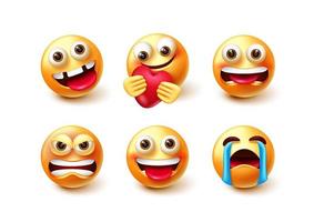 Emoji vector character set. Emoticon 3d characters isolated in white background with crazy, angry, crying and care pose and expressions for avatar design collection. Vector illustration