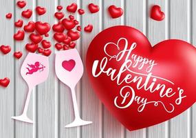 Valentines vector background concept. Happy valentine's day greeting text in 3d heart element for cute and romantic valentine's day celebration design. Vector illustration