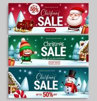 Christmas holiday sale vector banner set. Christmas special offer sale text with take discount promo for xmas seasonal advertisement promotion. Vector illustration.