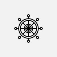 timón, náutica, barco, icono de línea de barco, vector, ilustración, plantilla de logotipo. adecuado para muchos propósitos. vector