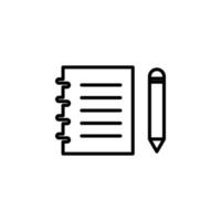 notas, bloc de notas, cuaderno, memo, diario, icono de línea de papel, vector, ilustración, plantilla de logotipo. adecuado para muchos propósitos.