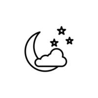 Moon, Night, Moonlight, Midnight Line Icon, Vector, Illustration, Logo Template. Suitable For Many Purposes. vector