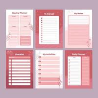 Journal Planner Pages in Monochrome vector