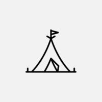 campamento, carpa, camping, icono de línea de viaje, vector, ilustración, plantilla de logotipo. adecuado para muchos propósitos. vector