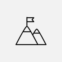 montaña, colina, monte, icono de línea de pico, vector, ilustración, plantilla de logotipo. adecuado para muchos propósitos. vector