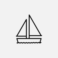 Ship, Boat, Sailboat Line Icon, Vector, Illustration, Logo Template. Suitable For Many Purposes. vector