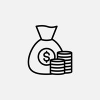 Coins, Money, Cash, Wealth, Payment Line Icon, Vector, Illustration, Logo Template. Suitable For Many Purposes.