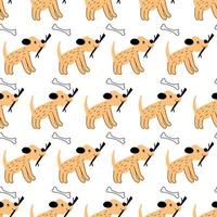 Seamless vector pattern with cute dogs for typography poster, card, label, brochure, flyer, page, banner design. Vector illustration.