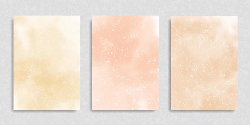 Set of watercolor peach beige brown background