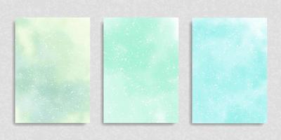 Set of mint green blue gradient watercolor vector background