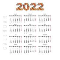 Abstract 2022 new year calendar template design vector