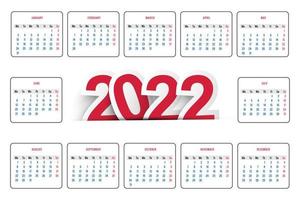 New year 2022 calendar template design vector